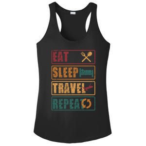 Eat Sleep Travel Repeat Travel Lover Humor Quote Design Gift Ladies PosiCharge Competitor Racerback Tank