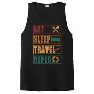 Eat Sleep Travel Repeat Travel Lover Humor Quote Design Gift PosiCharge Competitor Tank