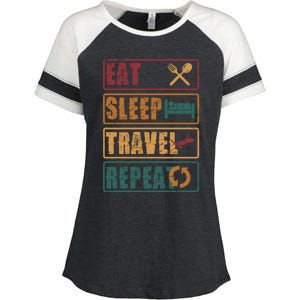 Eat Sleep Travel Repeat Travel Lover Humor Quote Design Gift Enza Ladies Jersey Colorblock Tee