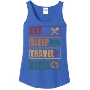 Eat Sleep Travel Repeat Travel Lover Humor Quote Design Gift Ladies Essential Tank