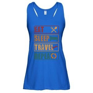 Eat Sleep Travel Repeat Travel Lover Humor Quote Design Gift Ladies Essential Flowy Tank