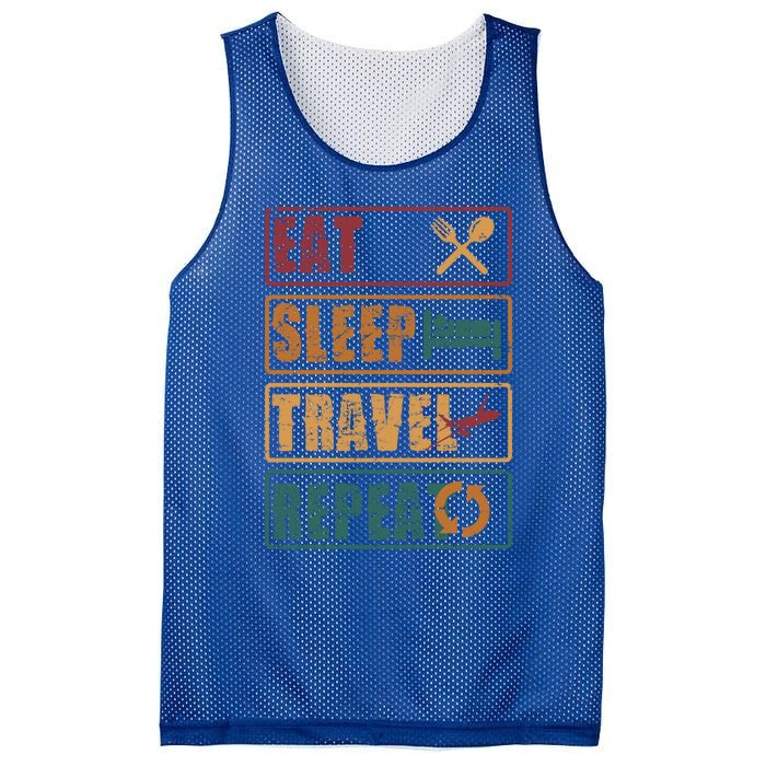 Eat Sleep Travel Repeat Travel Lover Humor Quote Design Gift Mesh Reversible Basketball Jersey Tank