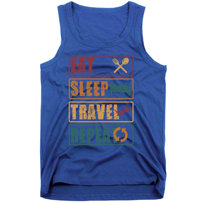 Eat Sleep Travel Repeat Travel Lover Humor Quote Design Gift Tank Top