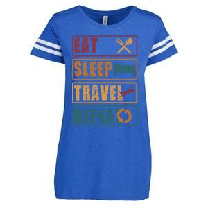 Eat Sleep Travel Repeat Travel Lover Humor Quote Design Gift Enza Ladies Jersey Football T-Shirt