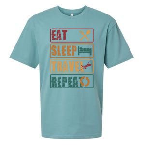 Eat Sleep Travel Repeat Travel Lover Humor Quote Design Gift Sueded Cloud Jersey T-Shirt