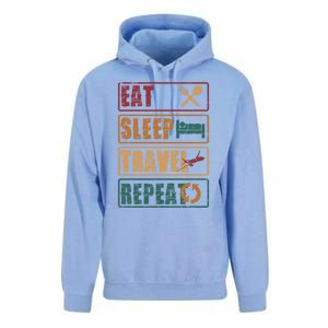 Eat Sleep Travel Repeat Travel Lover Humor Quote Design Gift Unisex Surf Hoodie