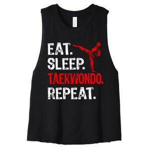 Eat Sleep Taekwondo Repeat Taekwondo Player Funny Women's Racerback Cropped Tank