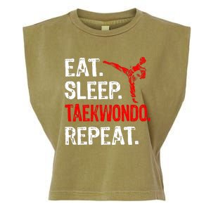 Eat Sleep Taekwondo Repeat Taekwondo Player Funny Garment-Dyed Women's Muscle Tee