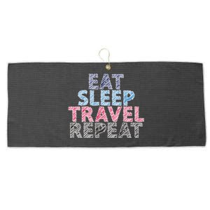 Eat Sleep Travel Repeat Funny Gift Large Microfiber Waffle Golf Towel