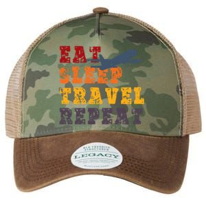 Eat Sleep Travel Repeat Travel Lover Humor Quote Design Funny Gift Legacy Tie Dye Trucker Hat