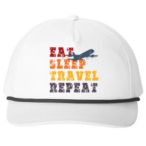 Eat Sleep Travel Repeat Travel Lover Humor Quote Design Funny Gift Snapback Five-Panel Rope Hat