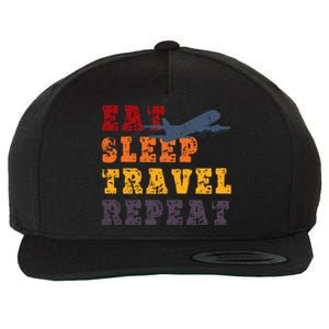 Eat Sleep Travel Repeat Travel Lover Humor Quote Design Funny Gift Wool Snapback Cap