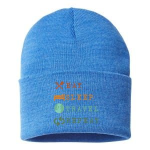 Eat Sleep Travel Repeat Travel Lover Humor Quote Design Great Gift Sustainable Knit Beanie