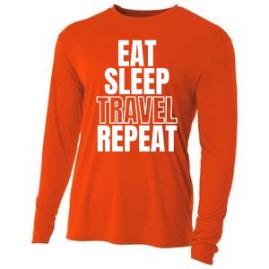 Eat Sleep Travel Repeat Meaningful Gift Cooling Performance Long Sleeve Crew