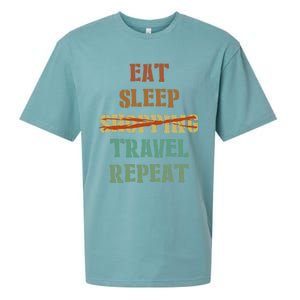 Eat Sleep Travel Repeat Travel Lover Humor Quote Design Gift Sueded Cloud Jersey T-Shirt