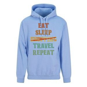 Eat Sleep Travel Repeat Travel Lover Humor Quote Design Gift Unisex Surf Hoodie