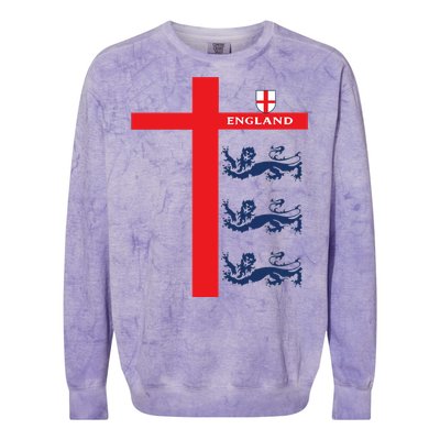 England Soccer Three Lions Flag Colorblast Crewneck Sweatshirt