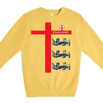 England Soccer Three Lions Flag Premium Crewneck Sweatshirt