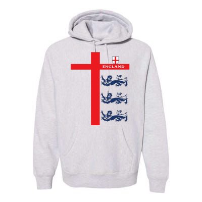 England Soccer Three Lions Flag Premium Hoodie