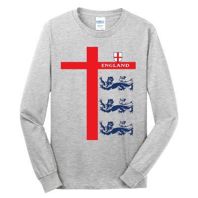 England Soccer Three Lions Flag Tall Long Sleeve T-Shirt