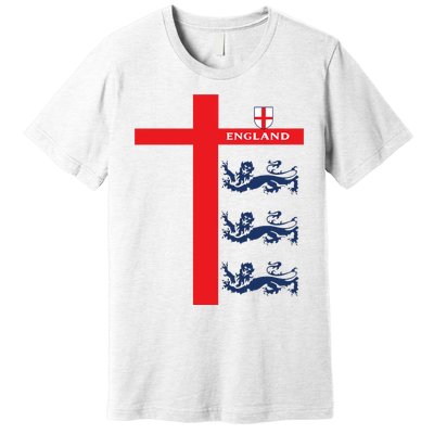 England Soccer Three Lions Flag Premium T-Shirt