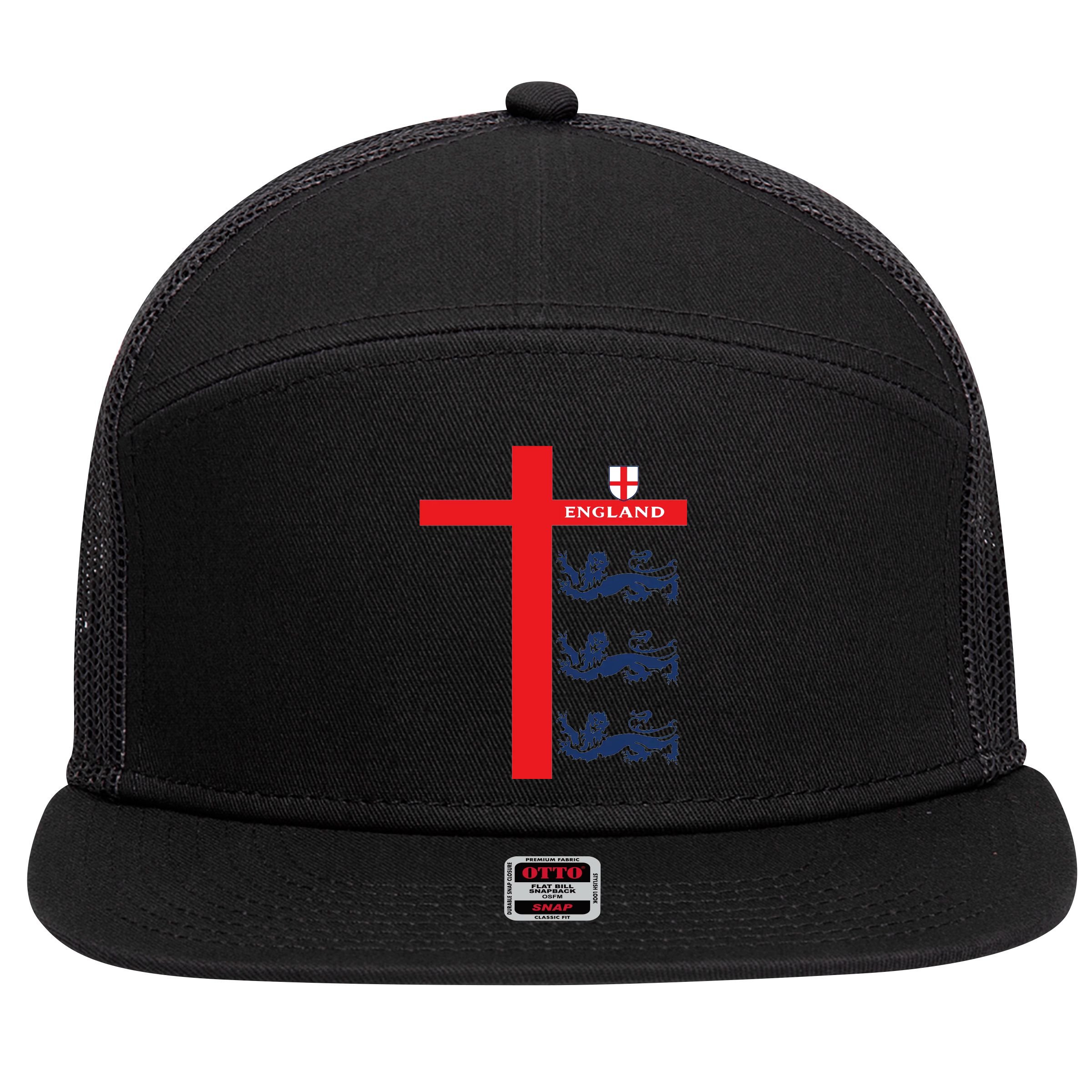 England Soccer Three Lions Flag 7 Panel Mesh Trucker Snapback Hat