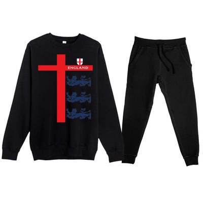 England Soccer Three Lions Flag Premium Crewneck Sweatsuit Set