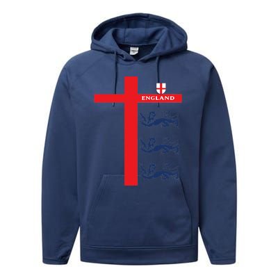 England Soccer Three Lions Flag Performance Fleece Hoodie