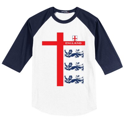 England Soccer Three Lions Flag Baseball Sleeve Shirt