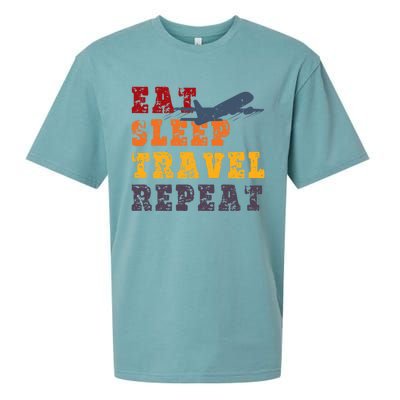 Eat Sleep Travel Repeat Travel Lover Humor Quote Design Great Gift Sueded Cloud Jersey T-Shirt