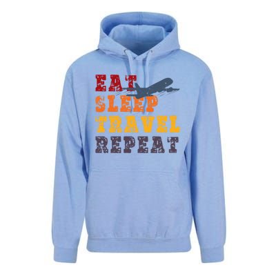 Eat Sleep Travel Repeat Travel Lover Humor Quote Design Great Gift Unisex Surf Hoodie