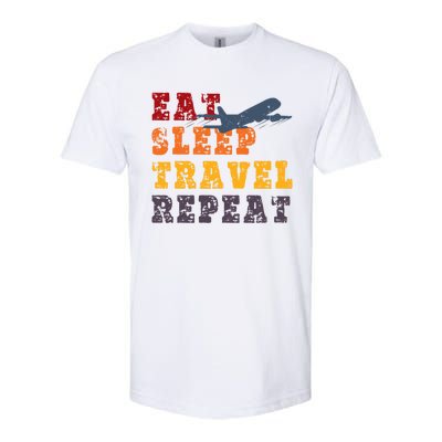 Eat Sleep Travel Repeat Travel Lover Humor Quote Design Great Gift Softstyle CVC T-Shirt