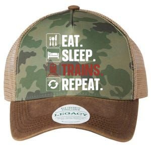 Eat Sleep Trains Repeat Funny Train Locomotive Driver Legacy Tie Dye Trucker Hat