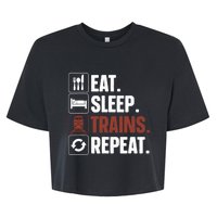 Eat Sleep Trains Repeat Funny Train Locomotive Driver Bella+Canvas Jersey Crop Tee