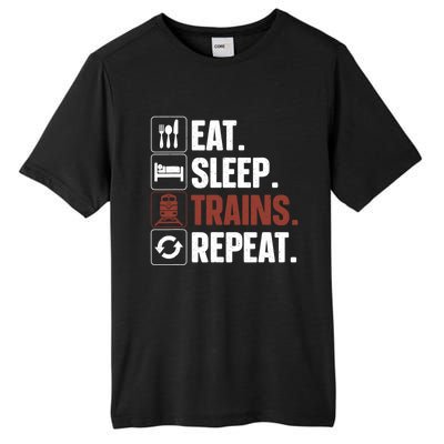 Eat Sleep Trains Repeat Funny Train Locomotive Driver Tall Fusion ChromaSoft Performance T-Shirt