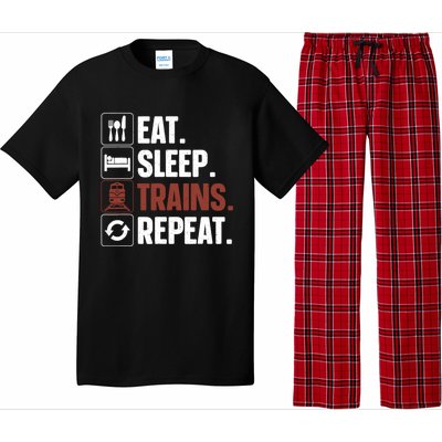 Eat Sleep Trains Repeat Funny Train Locomotive Driver Pajama Set