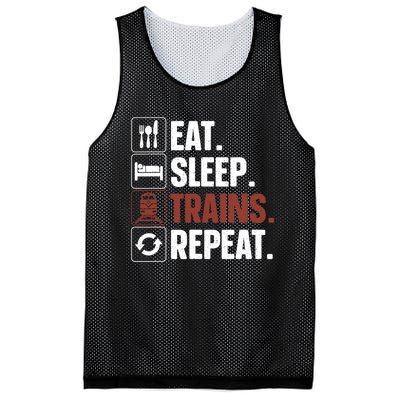 Eat Sleep Trains Repeat Funny Train Locomotive Driver Mesh Reversible Basketball Jersey Tank