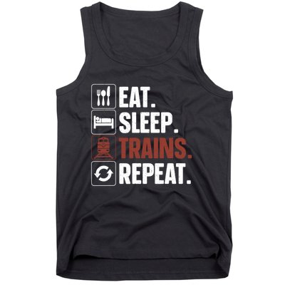 Eat Sleep Trains Repeat Funny Train Locomotive Driver Tank Top