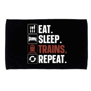 Eat Sleep Trains Repeat Funny Train Locomotive Driver Microfiber Hand Towel