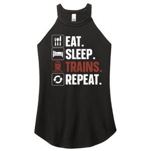 Eat Sleep Trains Repeat Funny Train Locomotive Driver Women’s Perfect Tri Rocker Tank