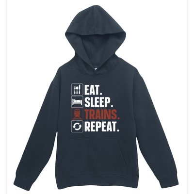 Eat Sleep Trains Repeat Funny Train Locomotive Driver Urban Pullover Hoodie