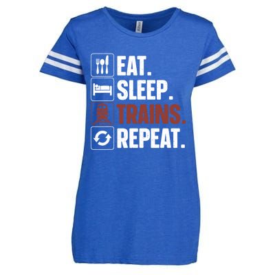 Eat Sleep Trains Repeat Funny Train Locomotive Driver Enza Ladies Jersey Football T-Shirt