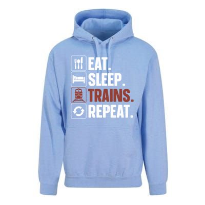 Eat Sleep Trains Repeat Funny Train Locomotive Driver Unisex Surf Hoodie