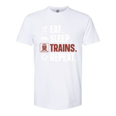 Eat Sleep Trains Repeat Funny Train Locomotive Driver Softstyle CVC T-Shirt