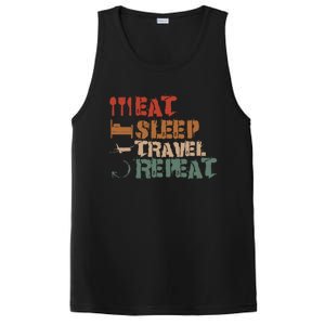 Eat Sleep Travel Repeat Travel Lover Humor Quote Design Gift PosiCharge Competitor Tank