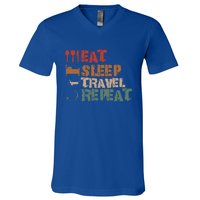 Eat Sleep Travel Repeat Travel Lover Humor Quote Design Gift V-Neck T-Shirt