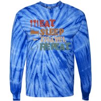 Eat Sleep Travel Repeat Travel Lover Humor Quote Design Gift Tie-Dye Long Sleeve Shirt