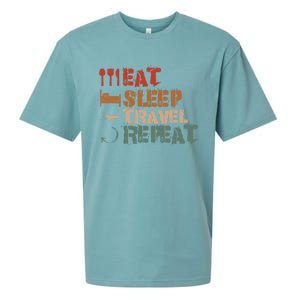 Eat Sleep Travel Repeat Travel Lover Humor Quote Design Gift Sueded Cloud Jersey T-Shirt