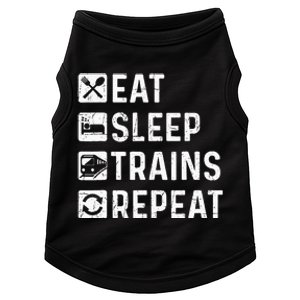 Eat Sleep Trains Repeat Railroad Railway Locomotive Driver Doggie Tank