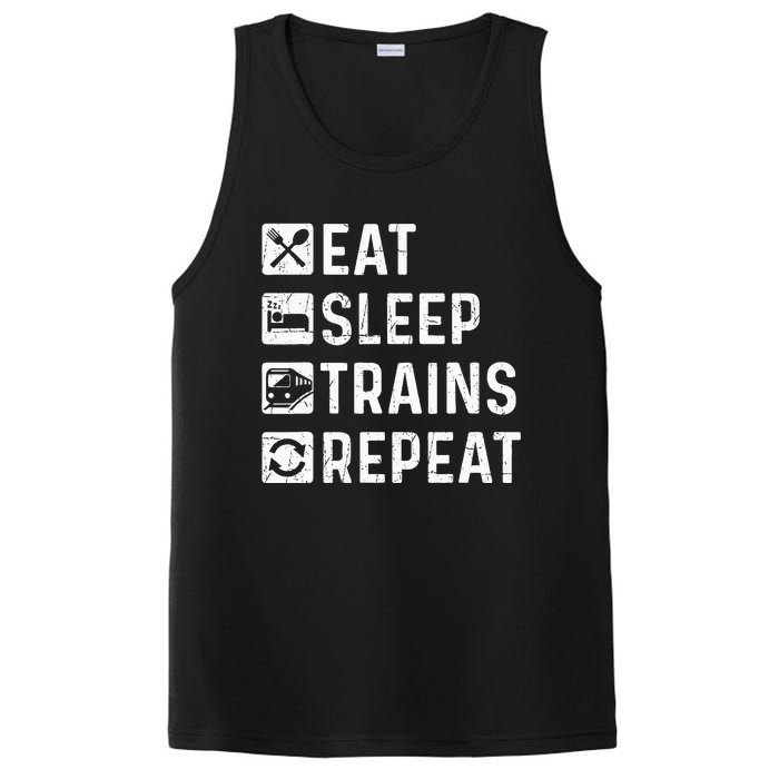 Eat Sleep Trains Repeat Railroad Railway Locomotive Driver PosiCharge Competitor Tank